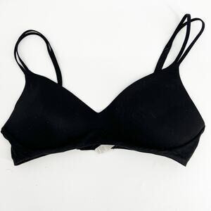Aerie Real Sunnie Wireless Black Bra Relaxed Fit Lounge T-Shirt Bra Size 34C